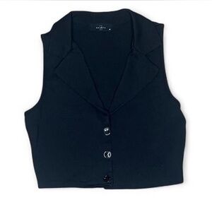 21 Saints Cropped Vest with Notched Collar Black Sz. M